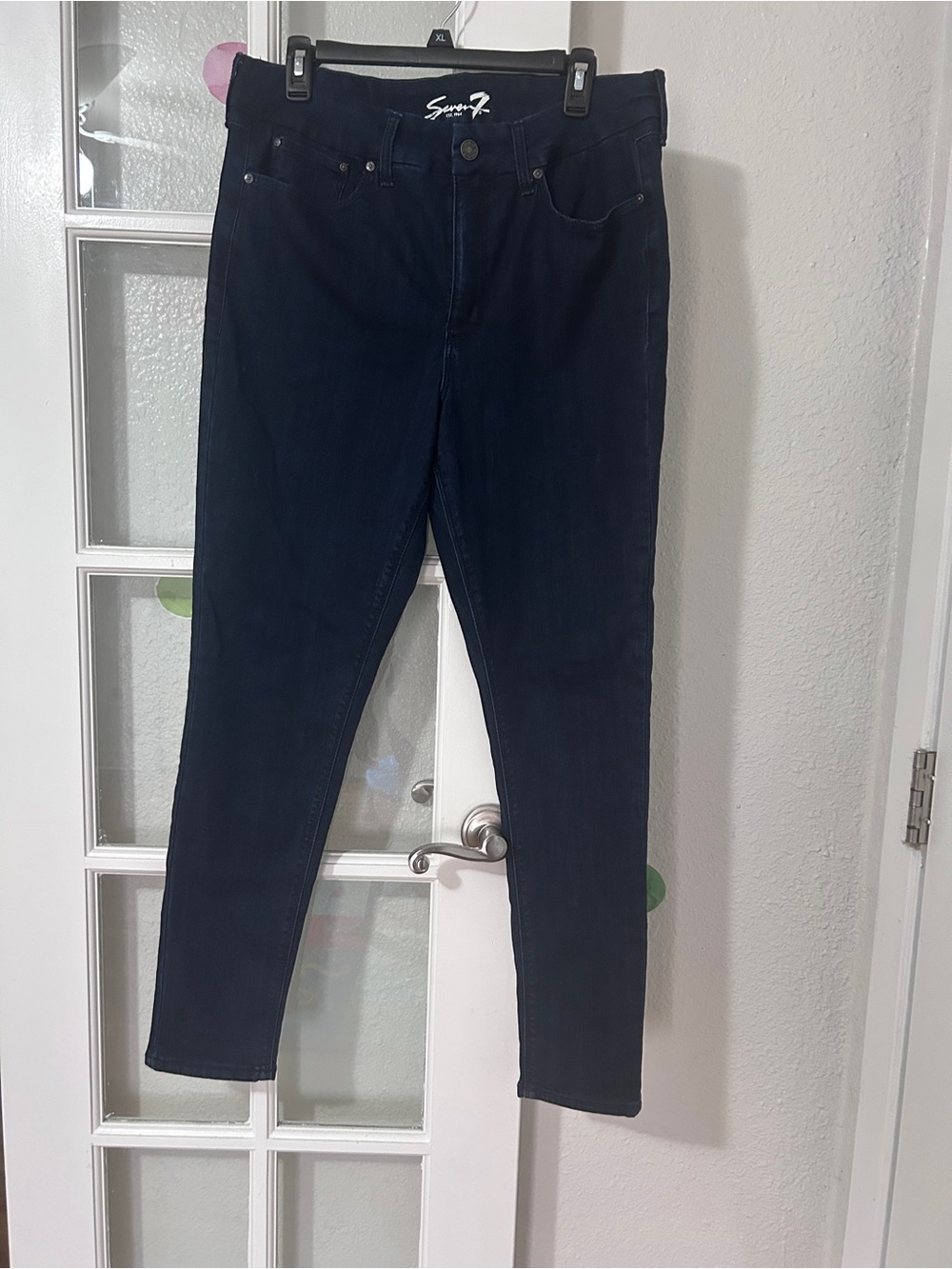 Seven7 Skinny High-Rise Jeans in Dark Blue